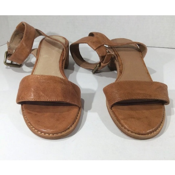 Frye Cindy Cognac Leather Casual Heel Ankle Sandal - Picture 8 of 11